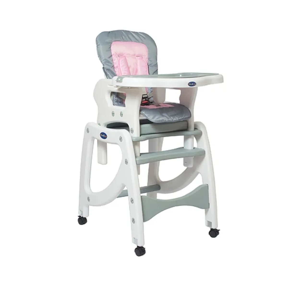 KIDSCOOL - Silla De Comer 3 En 1 Gris/ Rosa