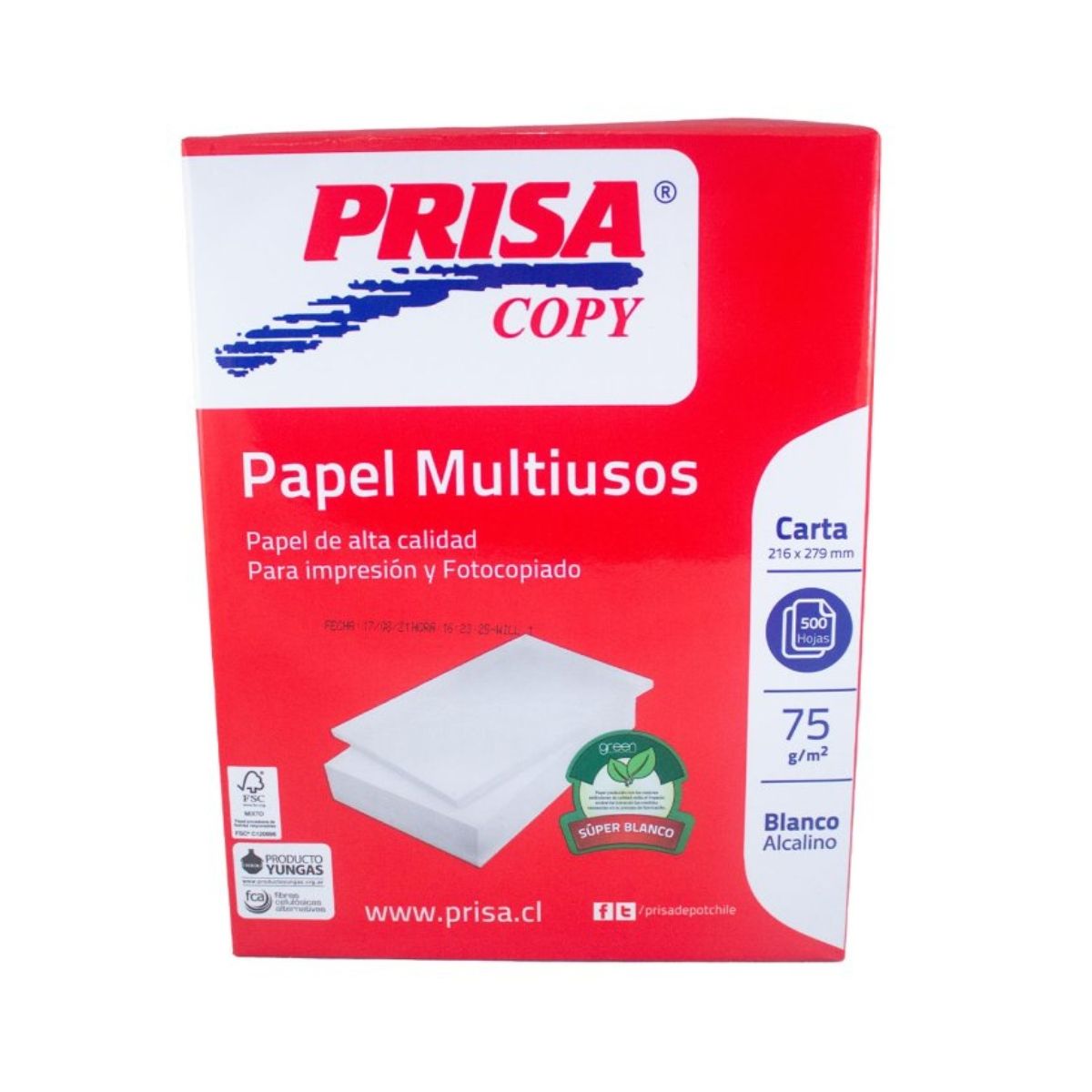 PRISA - Papel Fotocopia Prisa Carta 75 g 500 Hojas