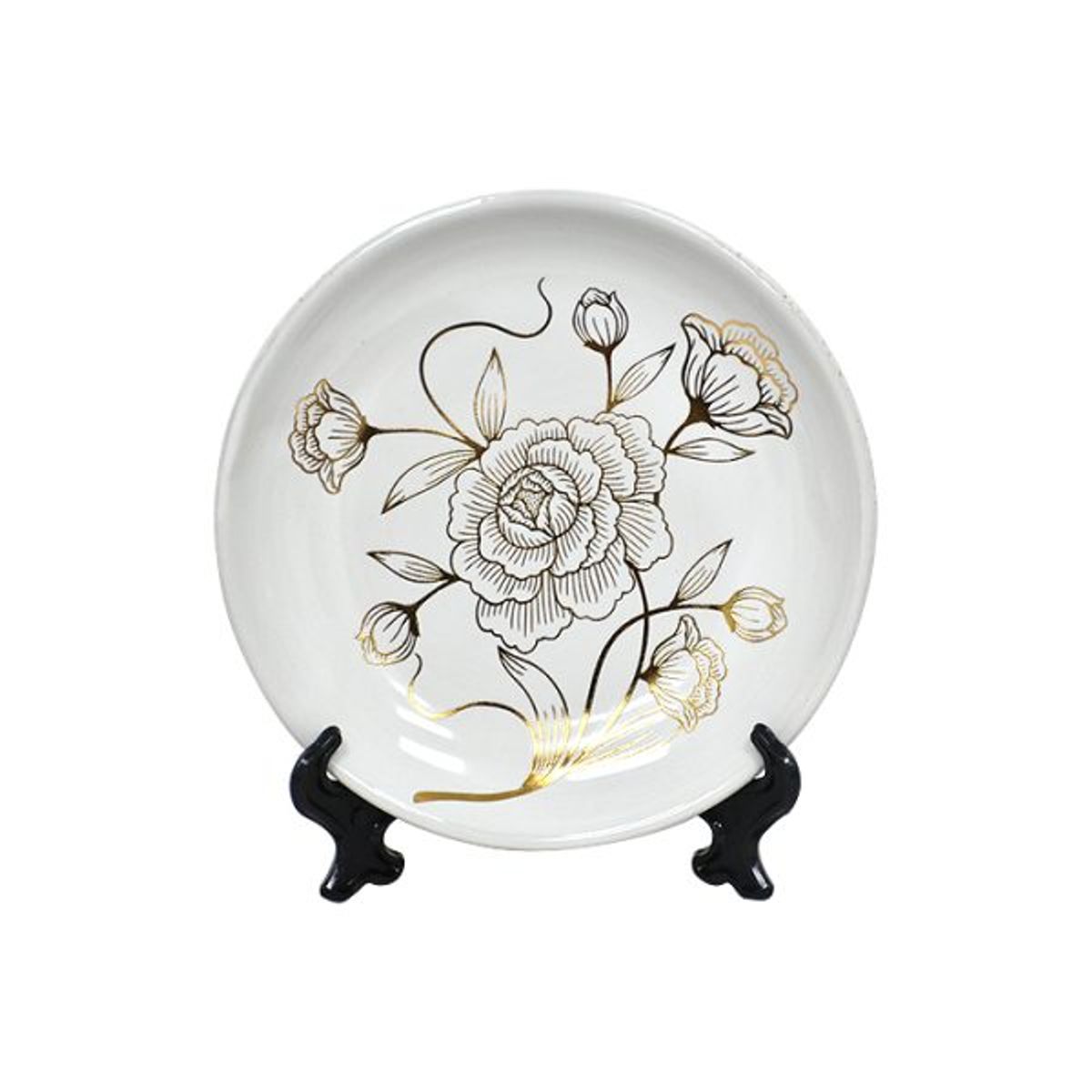 MSA MUEBLES SANTA ANA - Floreros y Plato Decorativo Flores Blanca