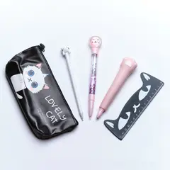 GENERICO - Set lapices Kutekawaii gatos con estuche negro