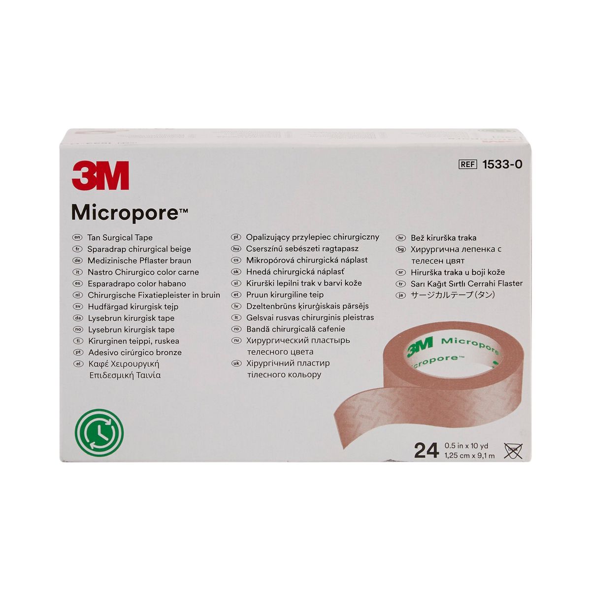 3M - Tela Micropore Color Piel - 24 Ud 1,25cm X 9,1 M 3m - 1533-0