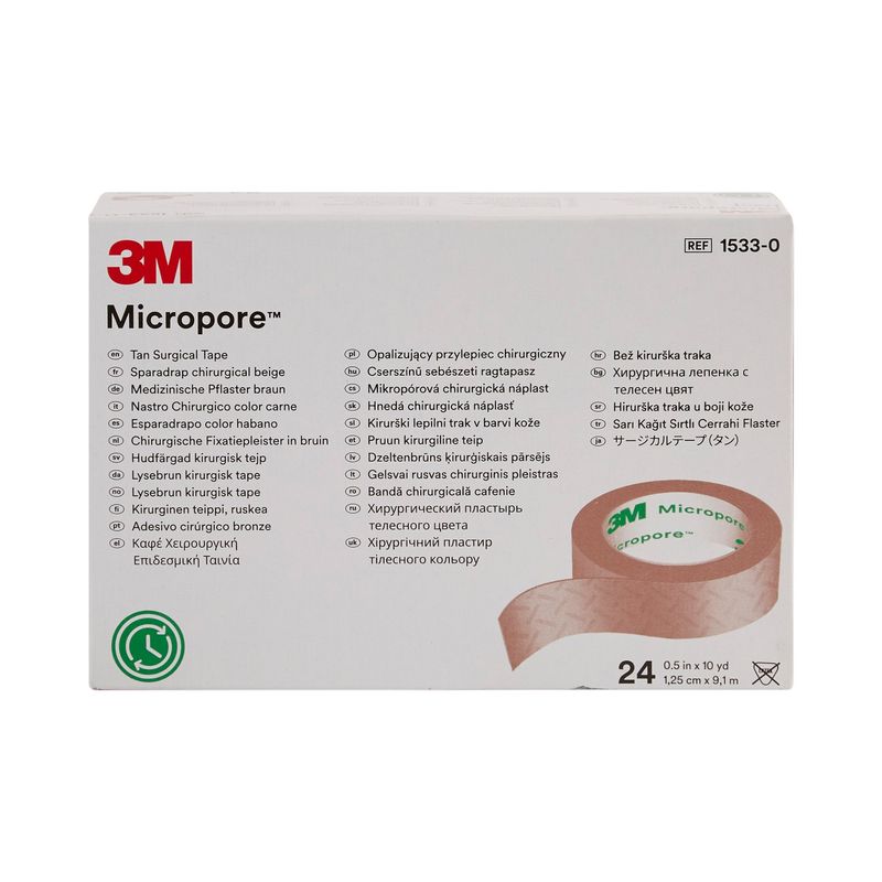 3M - Tela Micropore Color Piel - 24 Ud 1,25cm X 9,1 M 3m - 1533-0