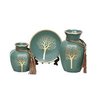 Floreros y Plato Decorativo Verde