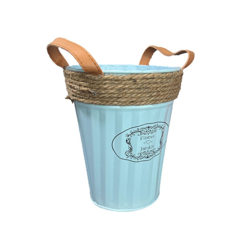 OEM - Macetero De Metal Canasto Maceta Balde Diseño Jardin 18x15cm A