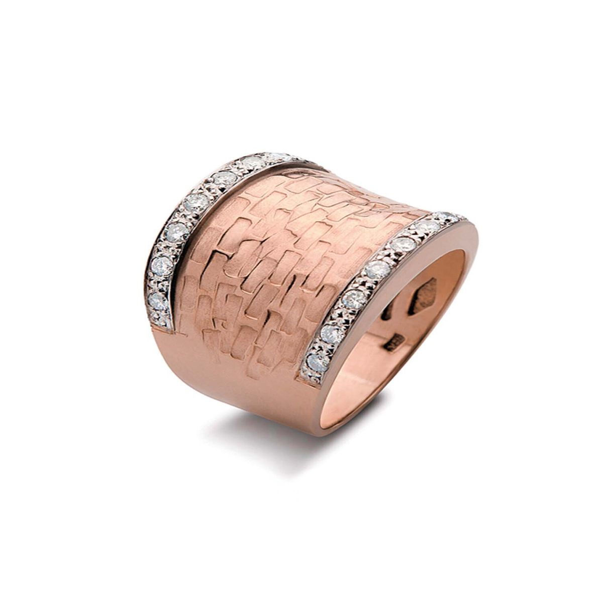 JB JOYAS BARON - Anillo de Oro Rosado 18kt Modelo Vetuz con 16 Diamantes Corte Brillante 2pts