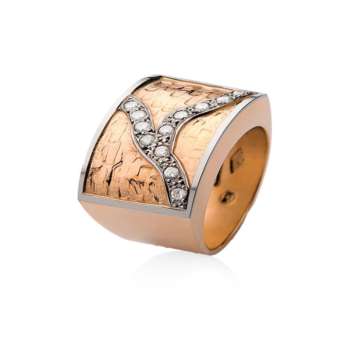JB JOYAS BARON - Anillo de Oro Rosado 18kt Modelo Senis con 12 Diamantes Corte Brillante de 2pts