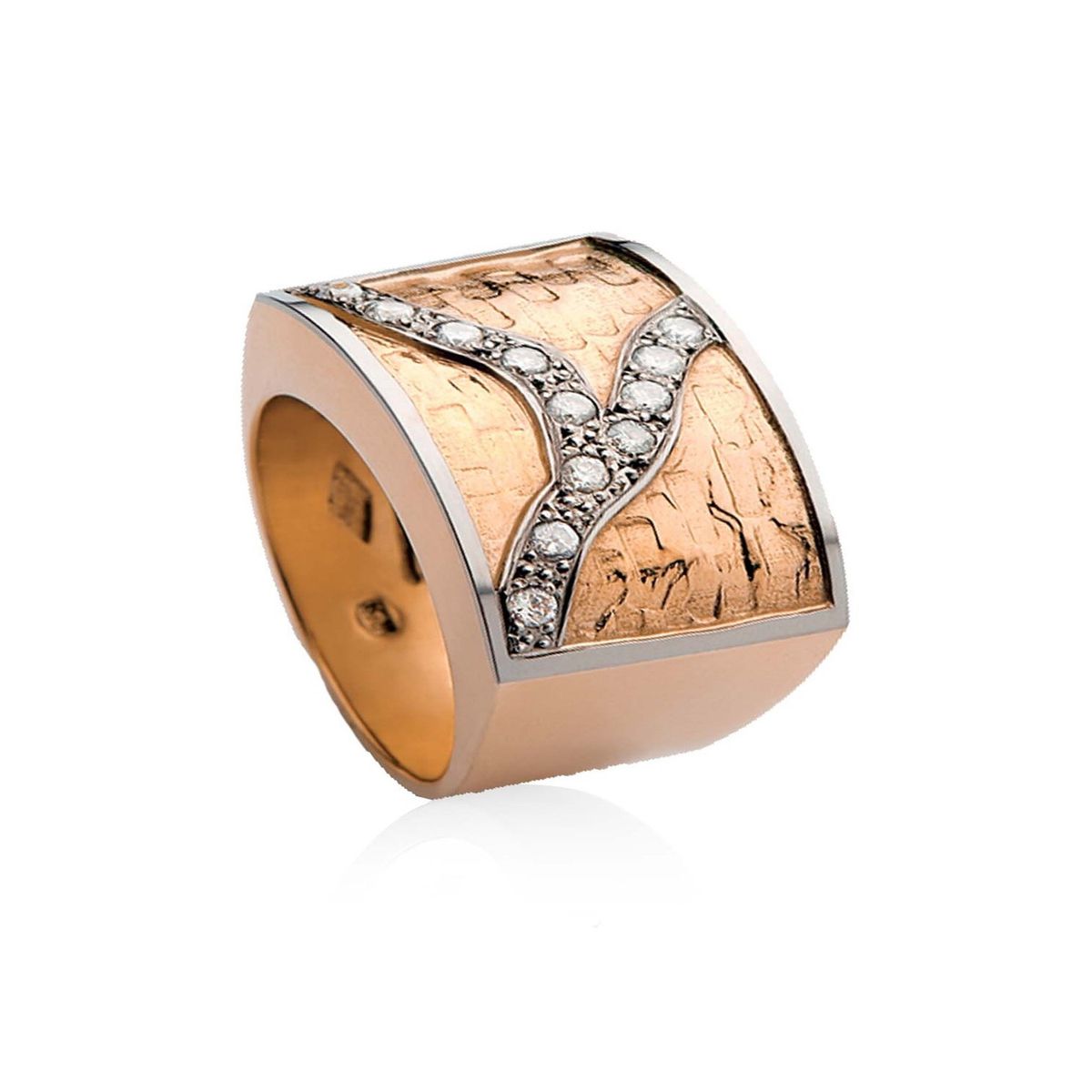 JB JOYAS BARON - Anillo de Oro Rosado 18kt Modelo Senis con 12 Diamantes Corte Brillante de 2pts