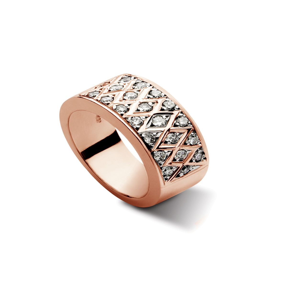 JB JOYAS BARON - Anillo de Oro Rosado 18kt Modelo Bleu con 22 Diamantes Corte Brillante de 2pts