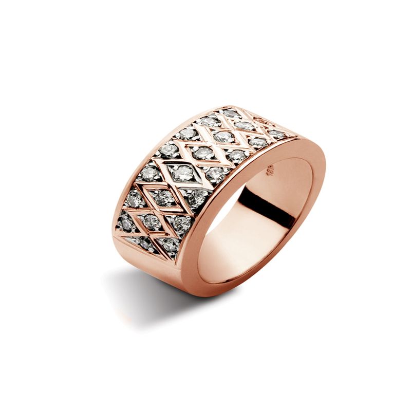 JB JOYAS BARON - Anillo de Oro Rosado 18kt Modelo Bleu con 22 Diamantes Corte Brillante de 2pts