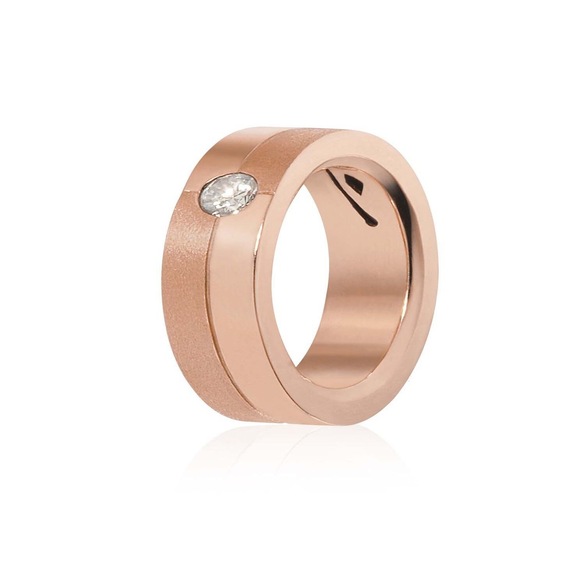 JB JOYAS BARON - Anillo de Oro Rosado 18kt Modelo Furt con 01 Diamante Corte Brillante Solitario 5pts