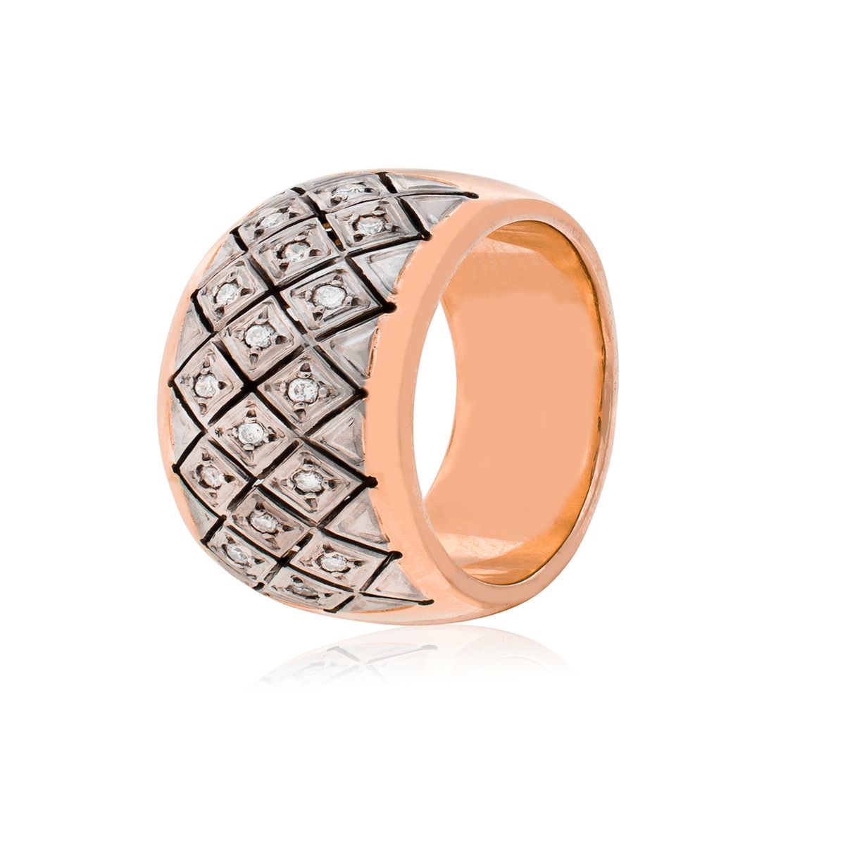 JB JOYAS BARON - Anillo de Oro Rosado 18kt Modelo Septal con 16 Diamantes Corte Brillante de 1pts