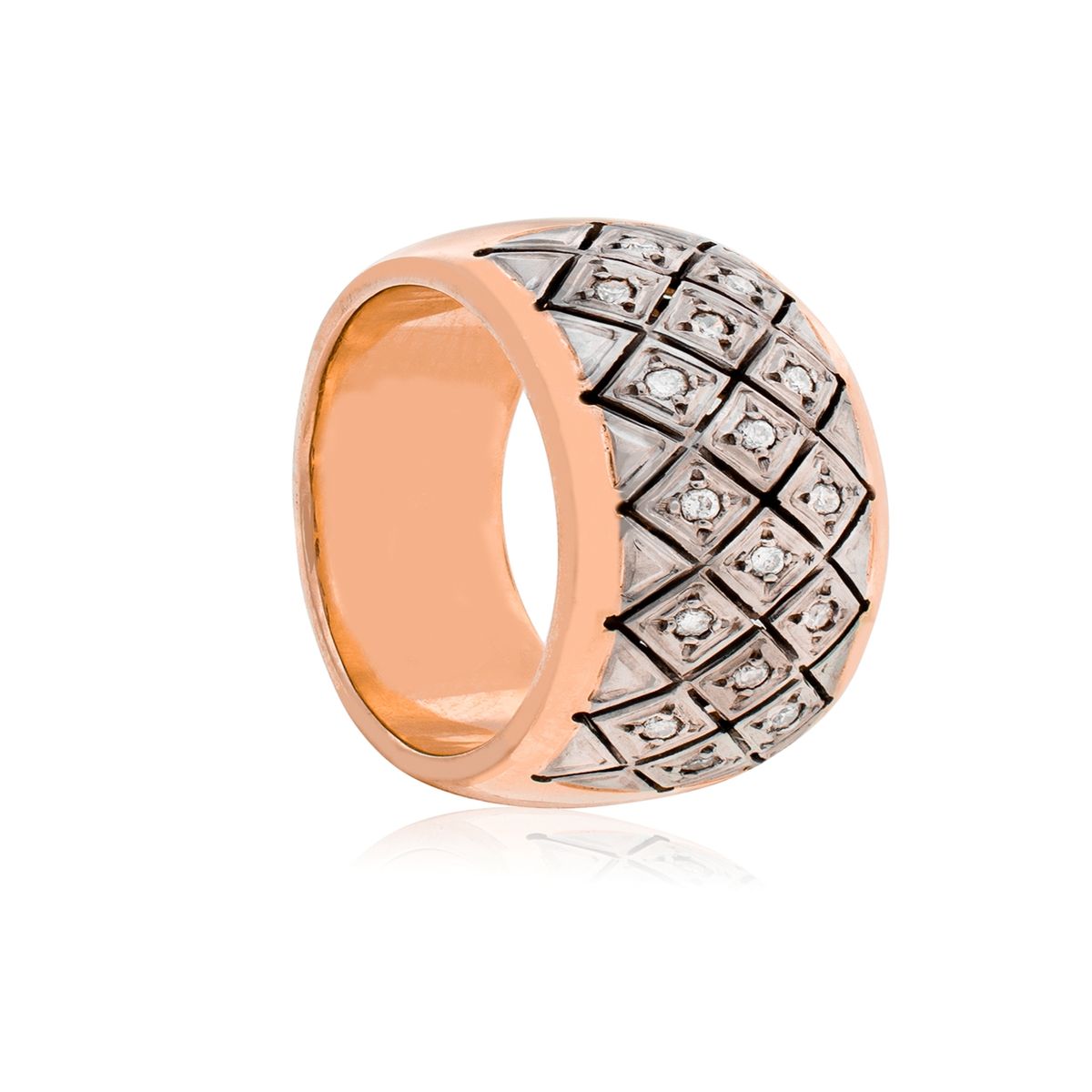 JB JOYAS BARON - Anillo de Oro Rosado 18kt Modelo Septal con 16 Diamantes Corte Brillante de 1pts