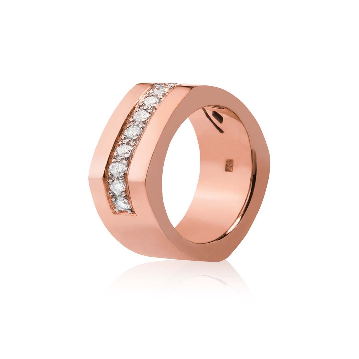 JB JOYAS BARON - Anillo de Oro Rosado 18kt Modelo Dask con 10 Diamantes Corte Brillante de 2pts