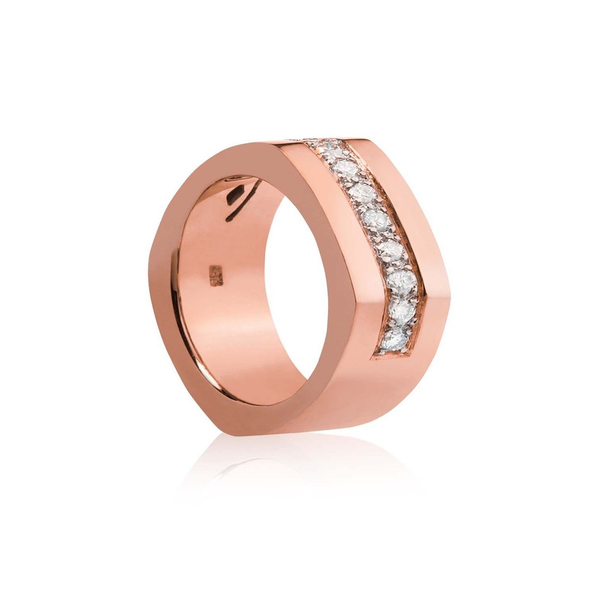 JB JOYAS BARON - Anillo de Oro Rosado 18kt Modelo Dask con 10 Diamantes Corte Brillante de 2pts