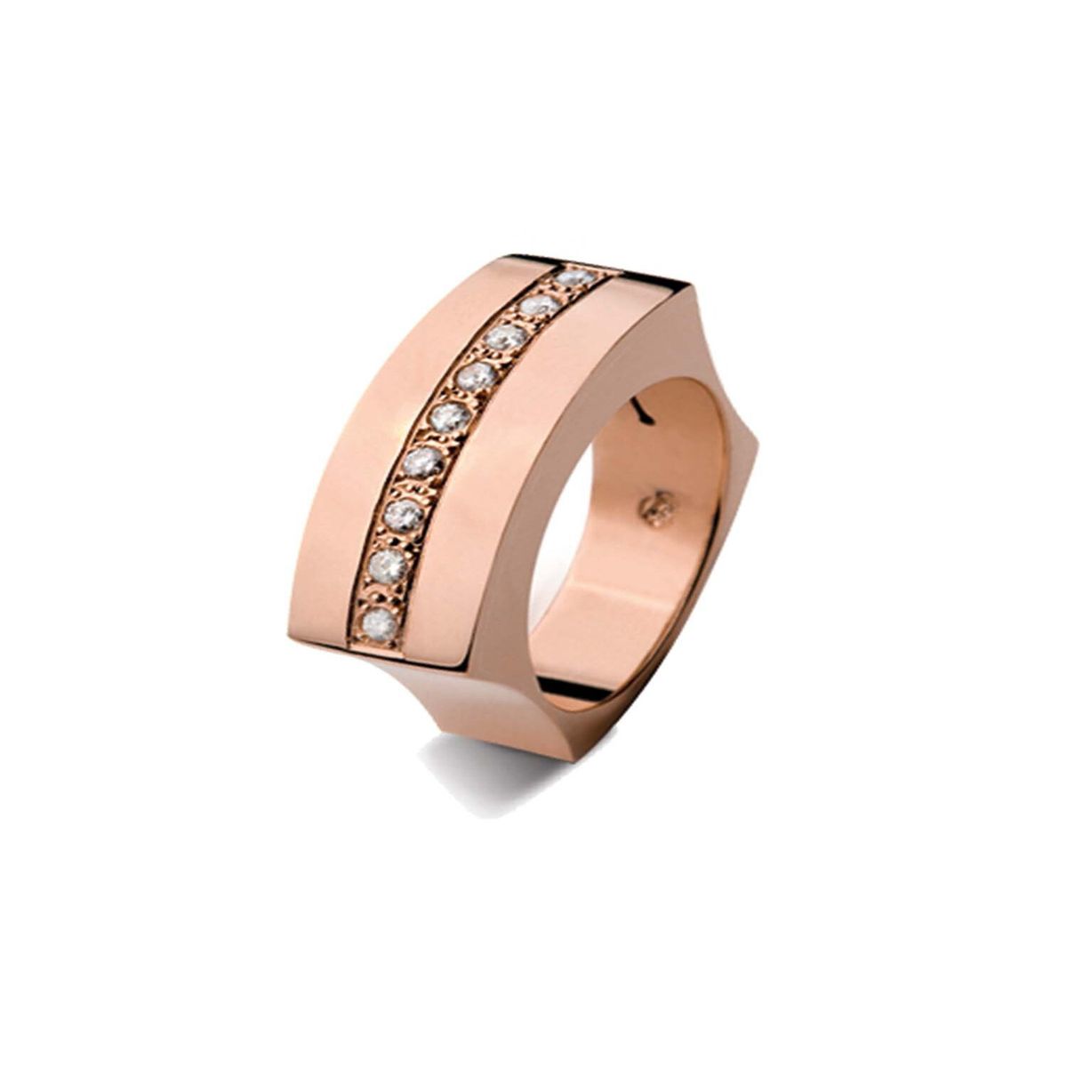 JB JOYAS BARON - Anillo de Oro Rosado 18kt Modelo Curv con 09 Diamantes Corte Brillante de 2pts