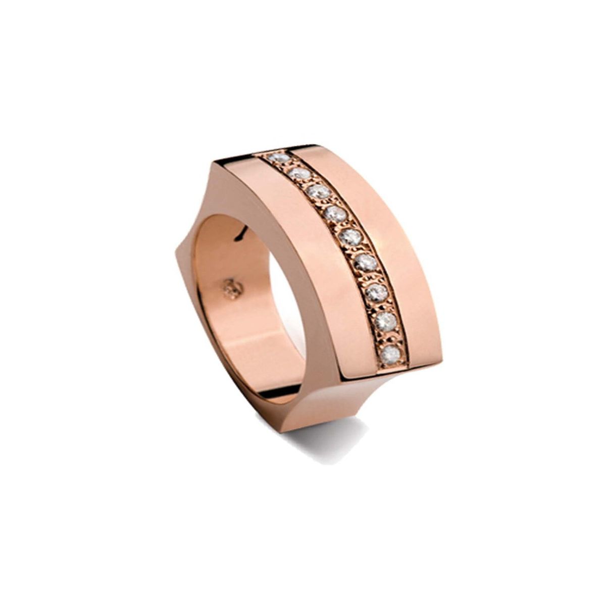 JB JOYAS BARON - Anillo de Oro Rosado 18kt Modelo Curv con 09 Diamantes Corte Brillante de 2pts
