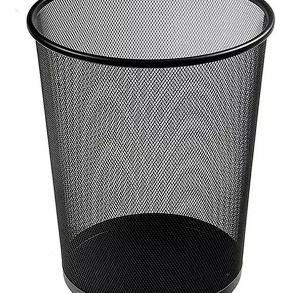 GENERICO - Basurero De Malla Metálica Redondo Negro Oficina Pequeño S