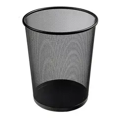 GENERICO - Basurero De Malla Metálica Redondo Negro Oficina Pequeño S