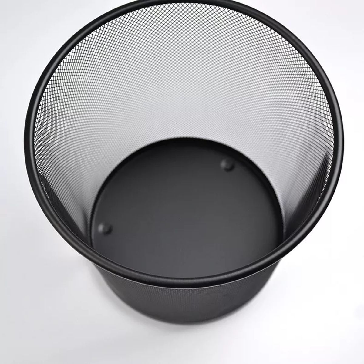 GENERICO - Basurero De Malla Metálica Redondo Negro Oficina Pequeño S