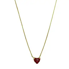 ANDREA COGGIOLA JOYAS - Collar Corazón Circón Rojo Enchapado Oro 18K