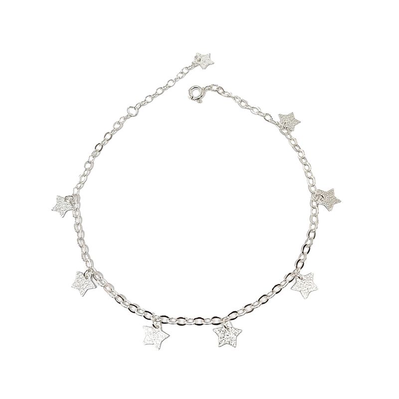 ANDREA COGGIOLA JOYAS - Tobillera Estrellas Satinadas Plata Fina 925