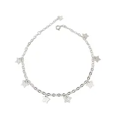 ANDREA COGGIOLA JOYAS - Tobillera Estrellas Satinadas Plata Fina 925