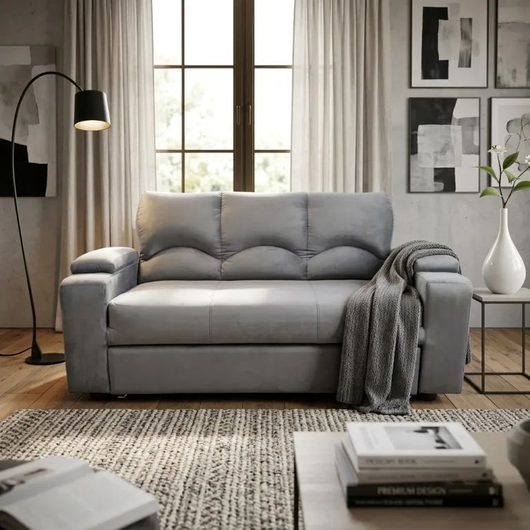 SOFA CAMA FUNCIONAL 2 PZ DECO FELPA Gris oscuro