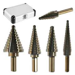 CRUSEC - Juego de 5 Brocas Escalonadas Metal para Taladro con Caja
