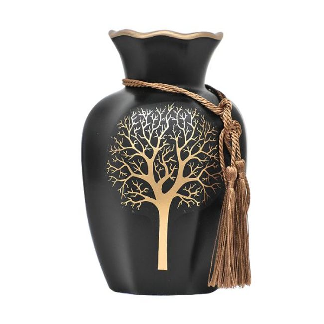 MSA MUEBLES SANTA ANA - Floreros y Plato Decorativo Negro