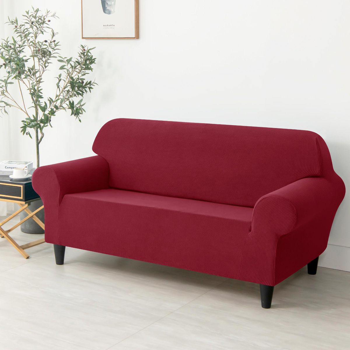 PALERMO - Funda protectora sofa 2 cuerpos burdeo