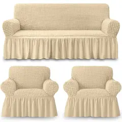 GENERICO - Funda Cubre Sofá Sillón Algodón Turco BEIGE 3-1-1 Cuerpos