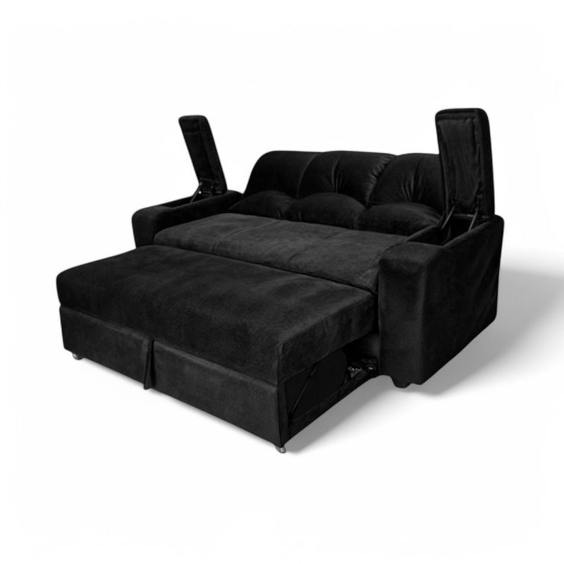 MUEBLERIA LATINA - SOFA CAMA FUNCIONAL 2 PZ DECO FELPA NEGRO