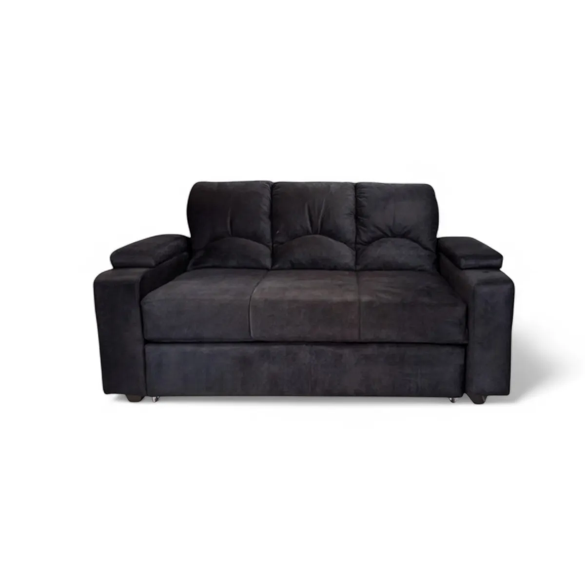 MUEBLERIA LATINA - SOFA CAMA FUNCIONAL 2 PZ DECO FELPA NEGRO