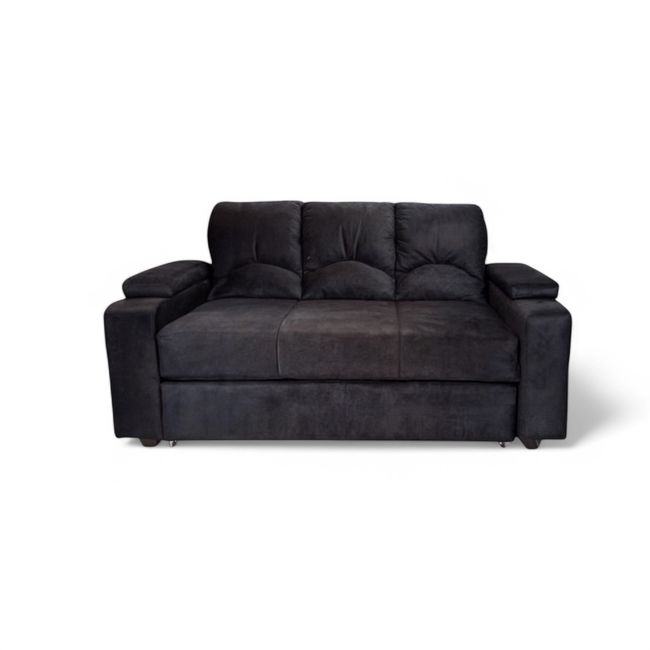MUEBLERIA LATINA - SOFA CAMA FUNCIONAL 2 PZ DECO FELPA NEGRO