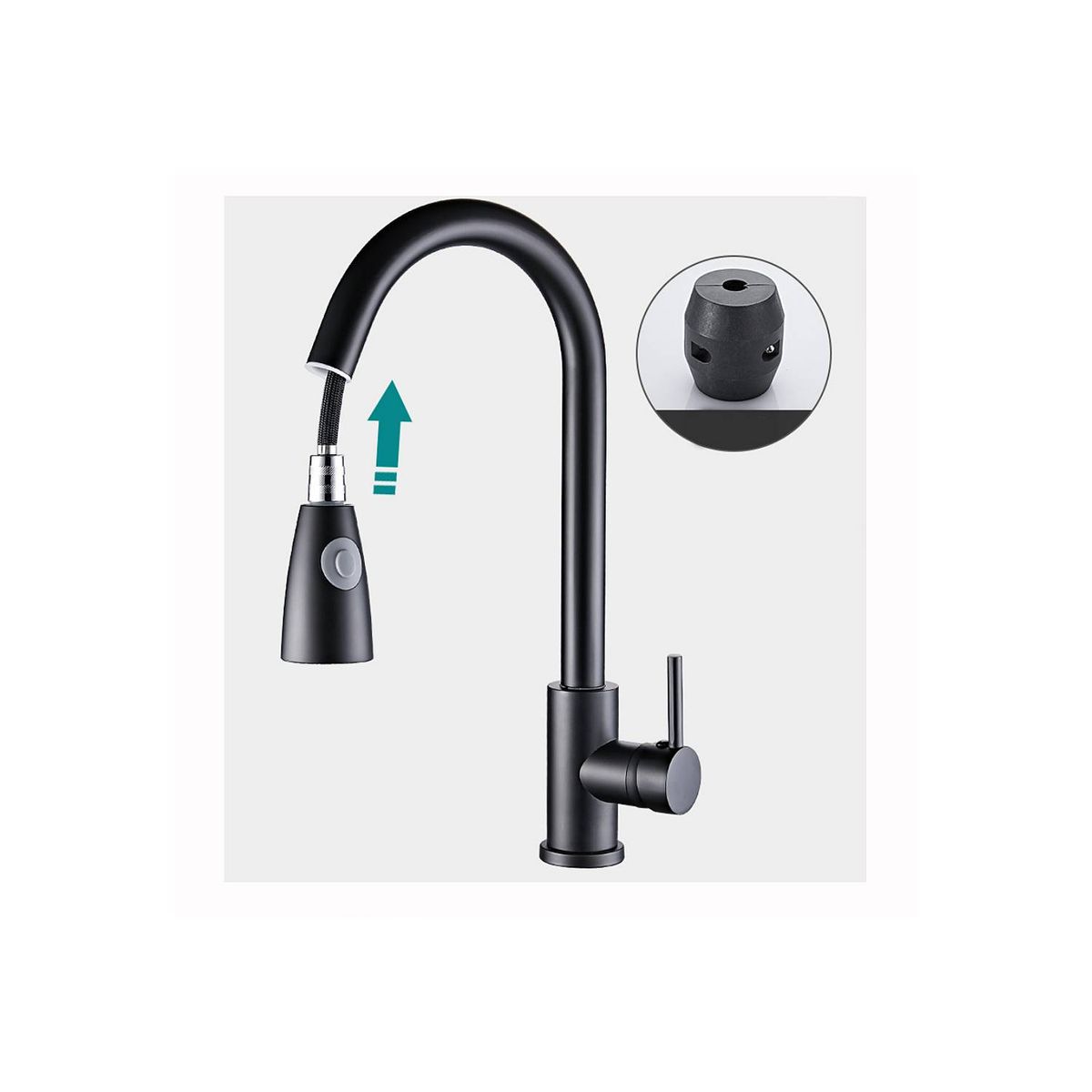 GENERICO - Llave Monomando Lavaplatos Extensible Negro