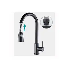 GENERICO - Llave Monomando Lavaplatos Extensible Negro