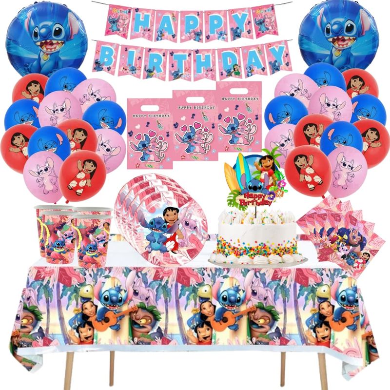 GENERICO - Pack Decoración Globos Cotillón lilo y stich