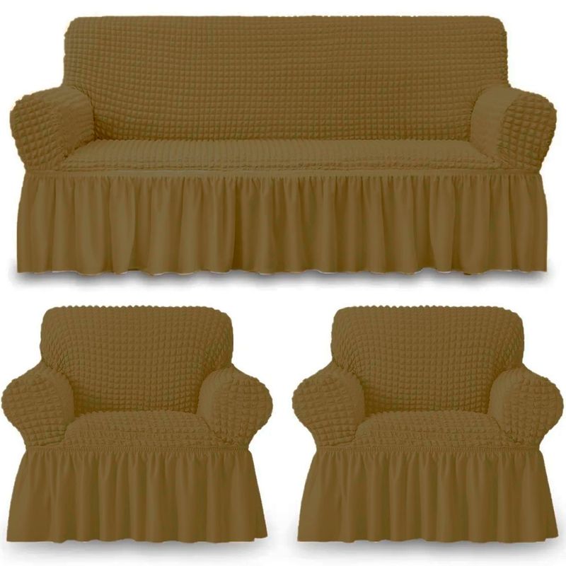 GENERICO - Funda Cubre Sofá Sillón Algodón Turco BEIGE MIEL 3-1-1 Cuerpos