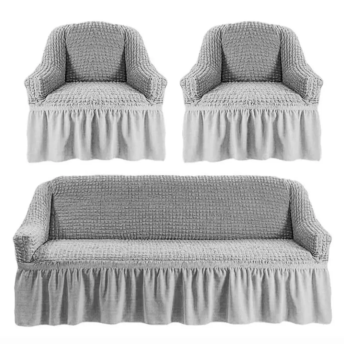 GENERICO - Funda Cubre Sofá Sillón Algodón Turco GRIS CLARO 3-1-1 Cuerpos