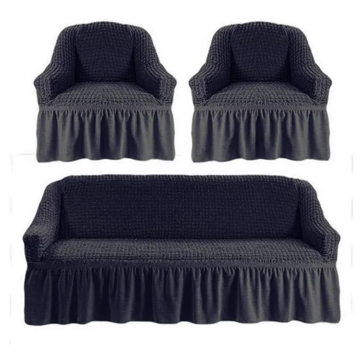 GENERICO - Funda Cubre Sofá Sillón Algodón Turco GRIS OSCURO 3-1-1 Cuerpos