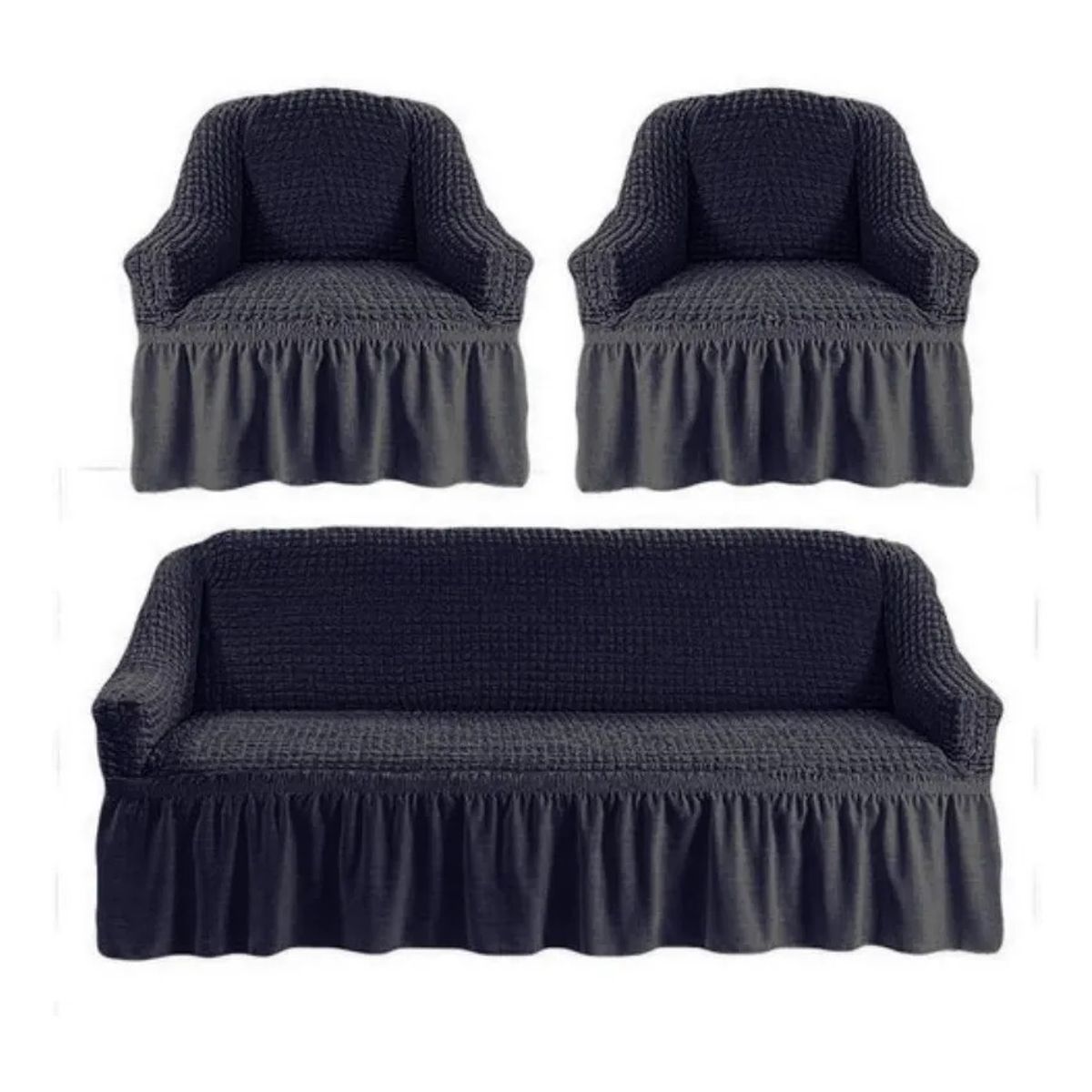 GENERICO - Funda Cubre Sofá Sillón Algodón Turco GRIS OSCURO 3-1-1 Cuerpos