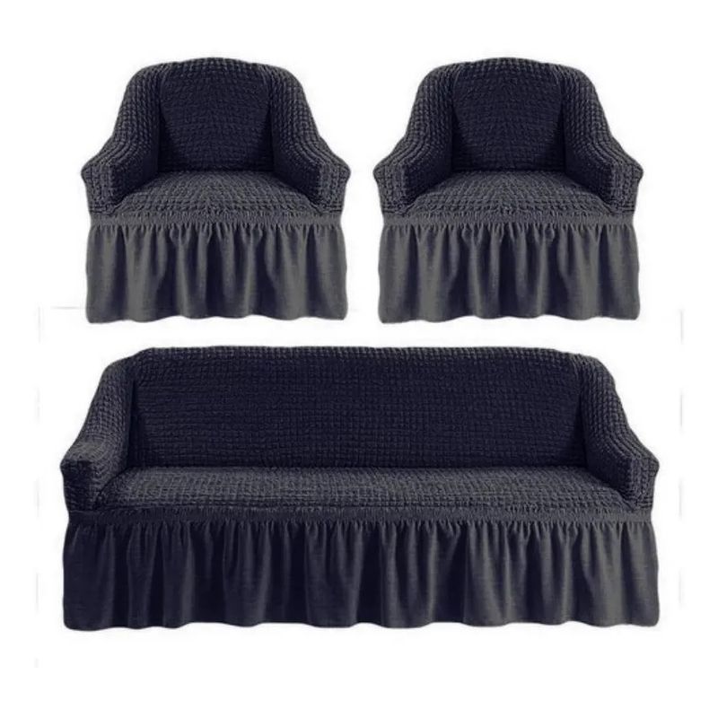 GENERICO - Funda Cubre Sofá Sillón Algodón Turco GRIS OSCURO 3-1-1 Cuerpos