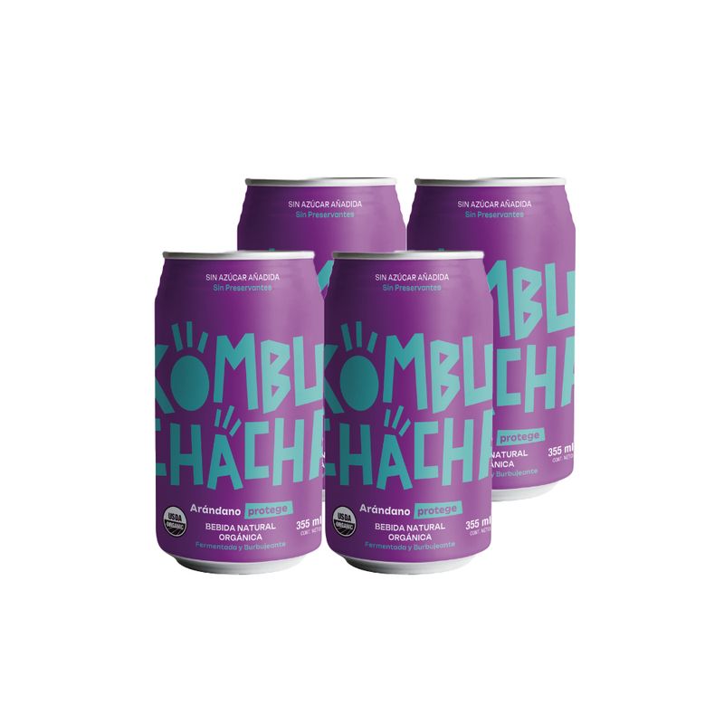 KOMBUCHACHA - 4x Kombuchacha Arándano Lata 350cc