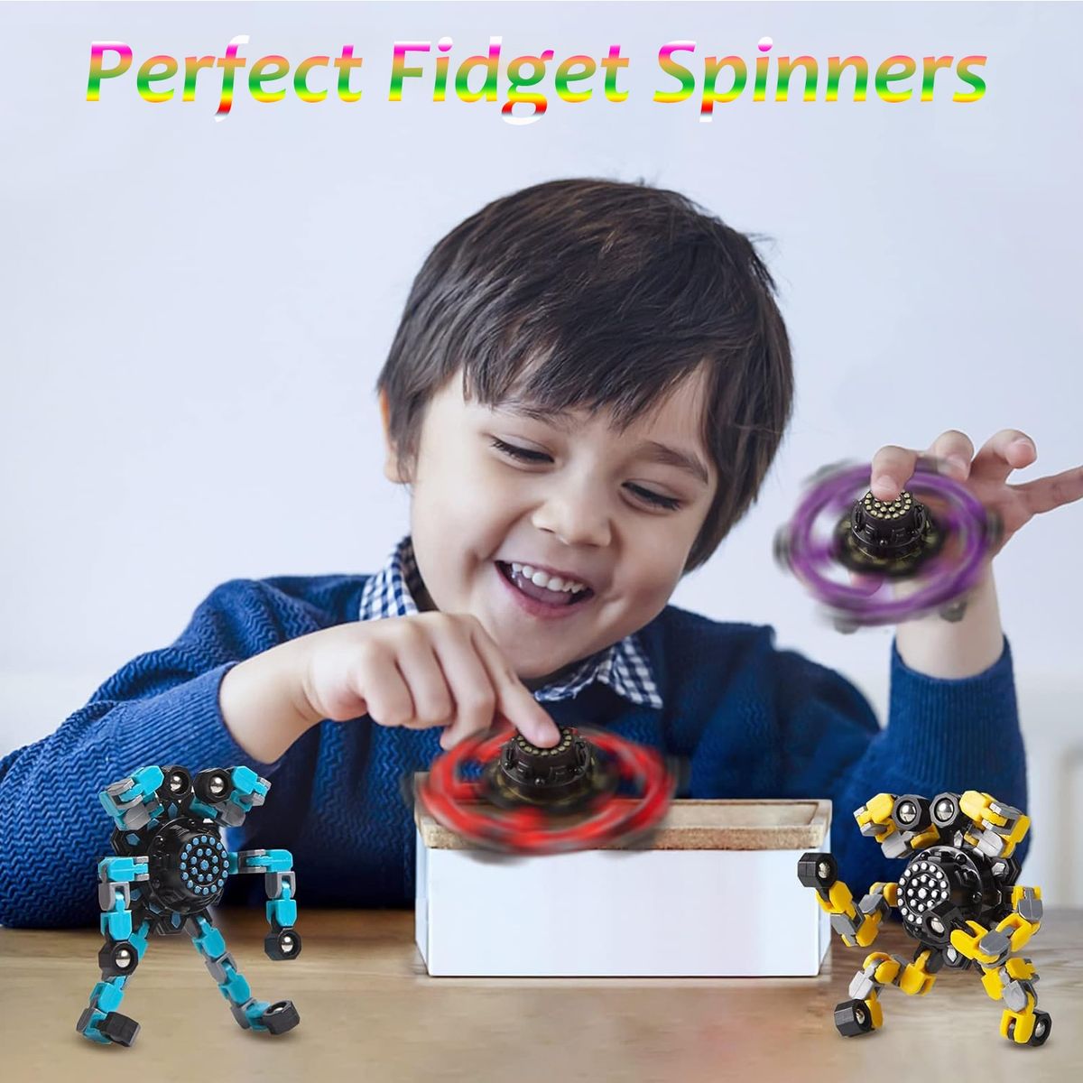 WELDMON - 4pk spinner juguete transformables para niño y adulto