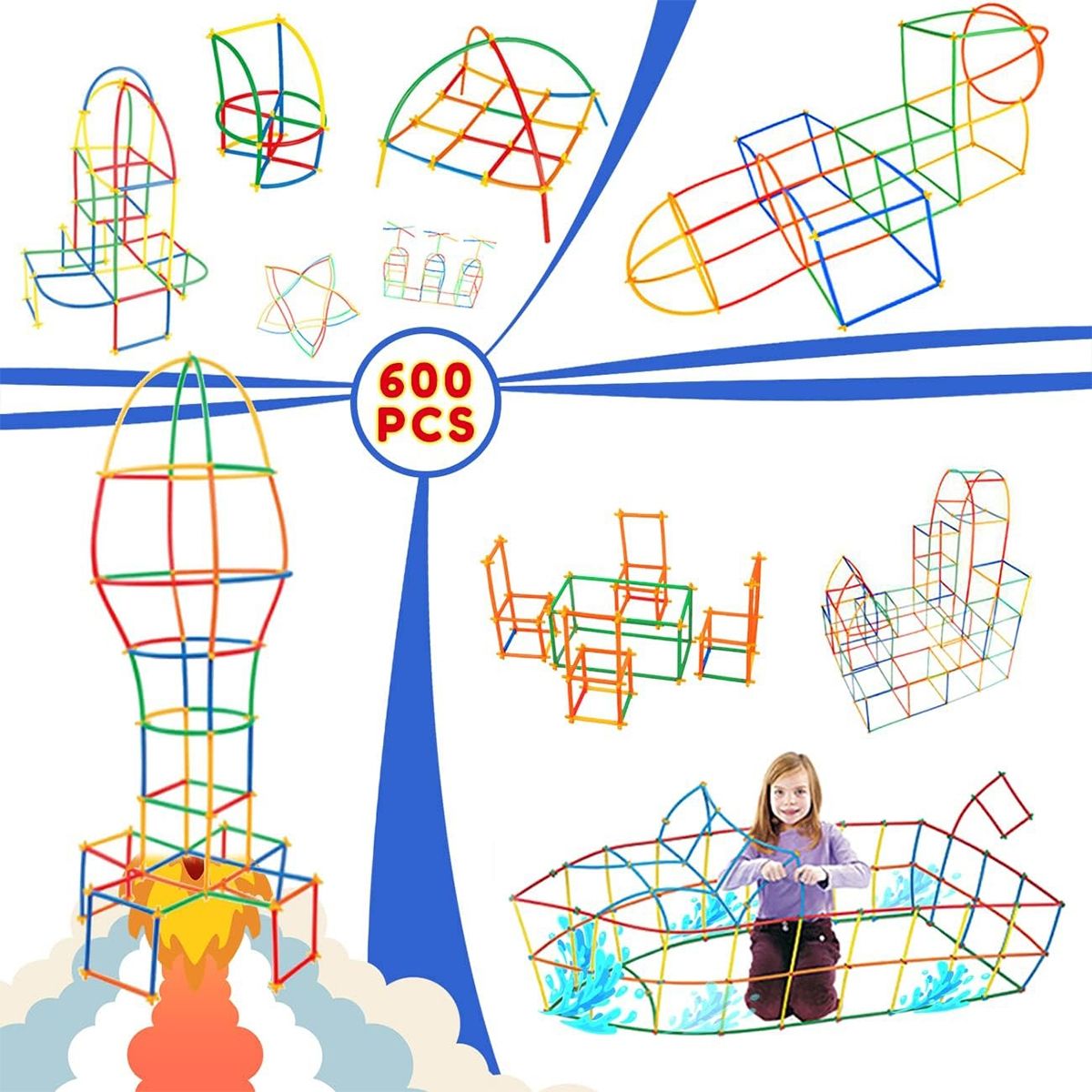 WELDMON - 600 piezas Straw Constructor Toys STEM Building de juguete