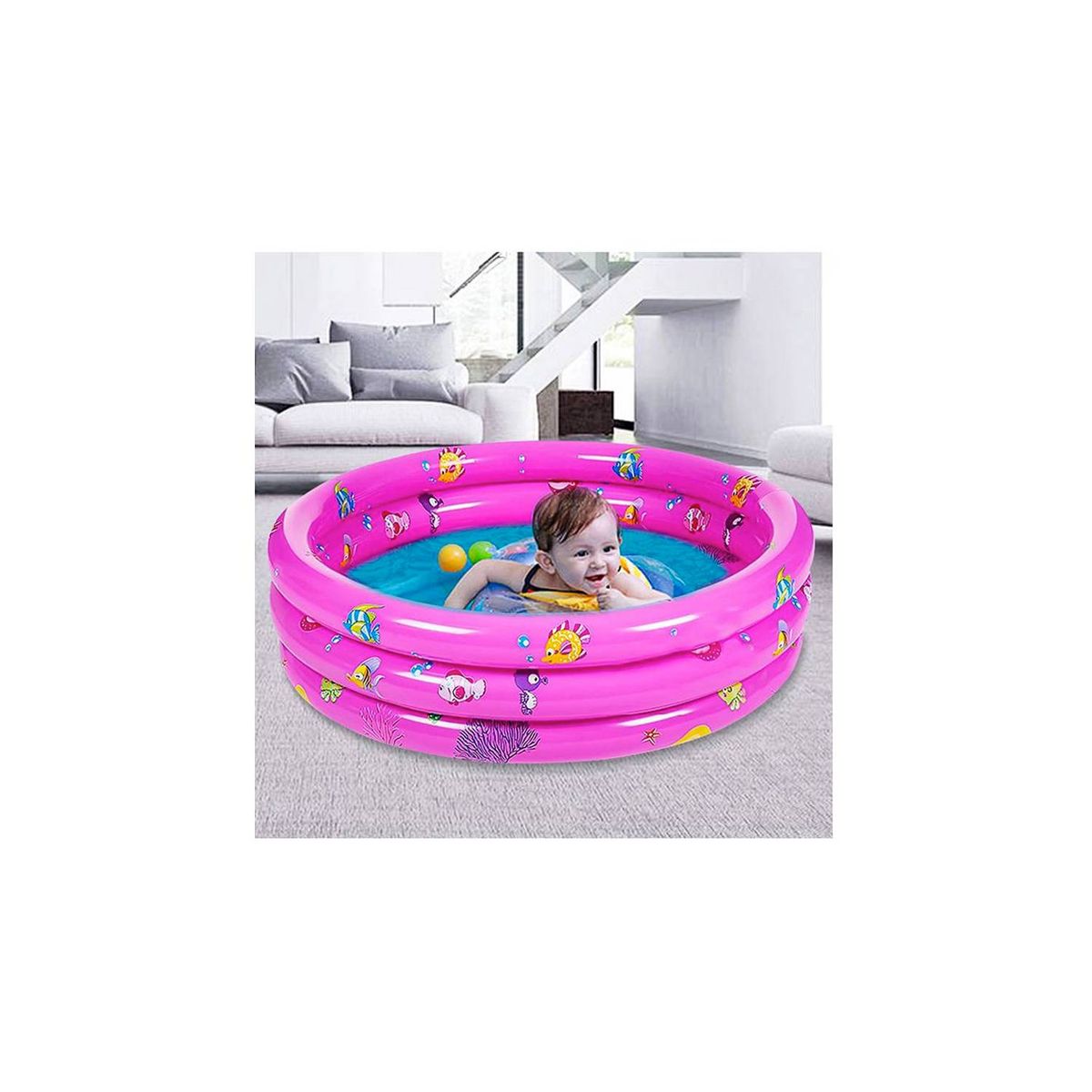 GENERICO - Piscina Inflable Plástico Bebe 3 Anillos 80 Cm Verano rosa