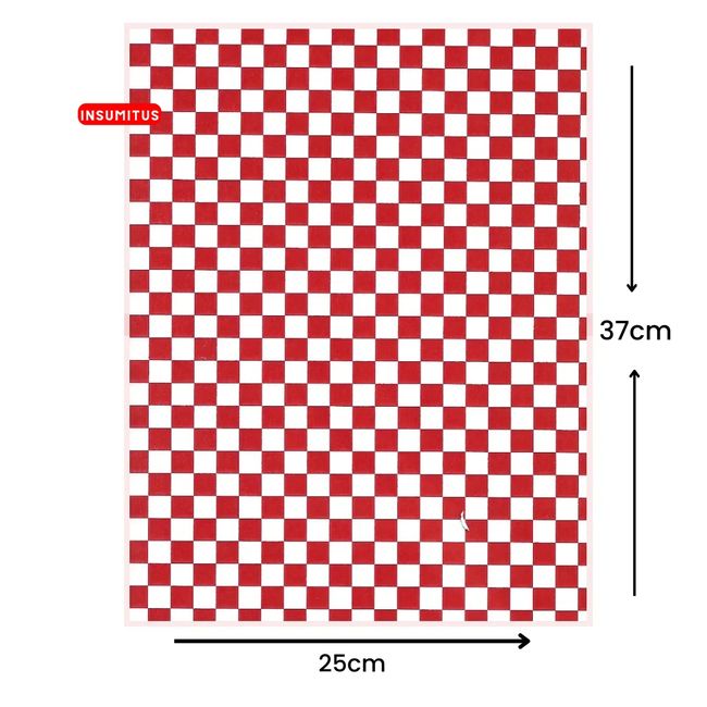 GENERICO - Papel Antigrasa 25x37cm Cuadros Rojos 100un