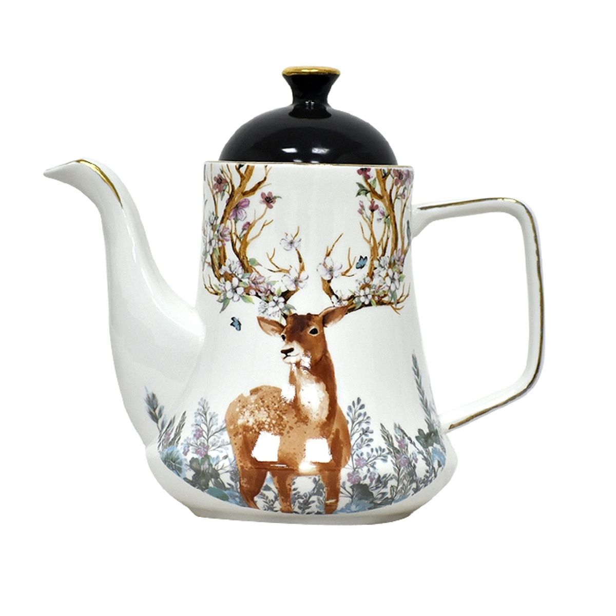 MSA MUEBLES SANTA ANA - Set Bandeja Té con Tetera 6 Tazas Cerámica Premium