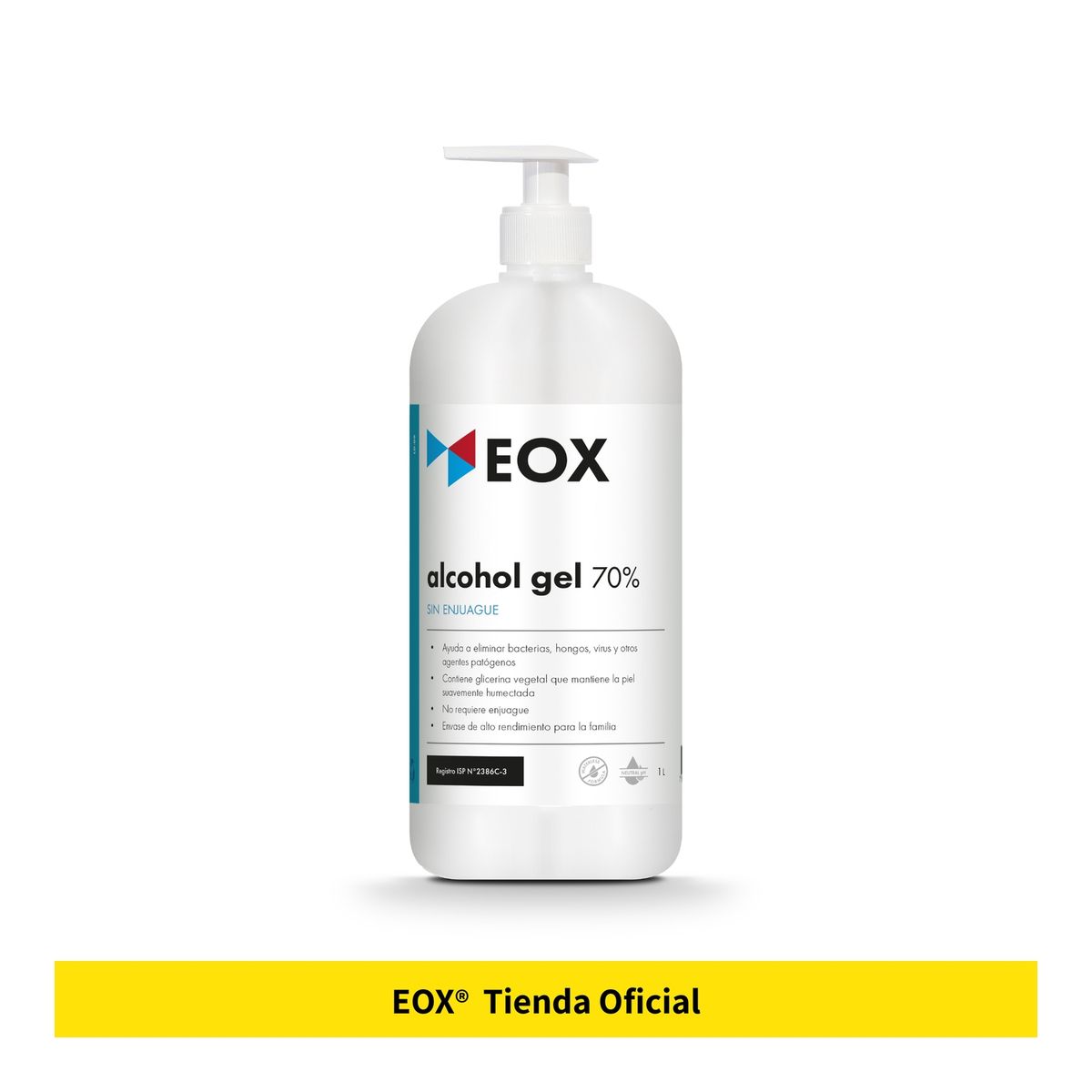 GENERICO - Alcohol Gel 70% Sin Enjuague Eox 1 Litro Con Vávula