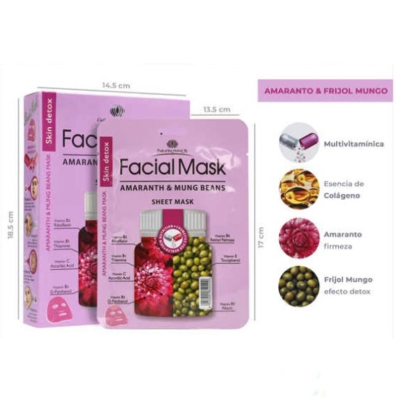 GENERICO - Mascarilla Facial Ultra Hidratante De Amaranth & Extracto De Frijoles Mung Fruit Of The Wokali.-